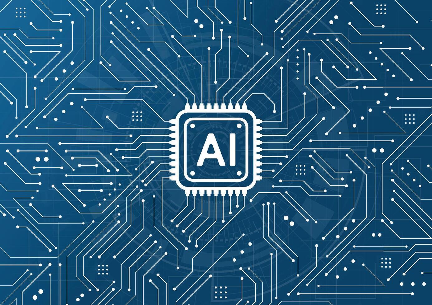 artificiell intelligens chipset på kretskort i futuristiska koncept teknik konstverk för webb, banner, kort, omslag. vektor illustration