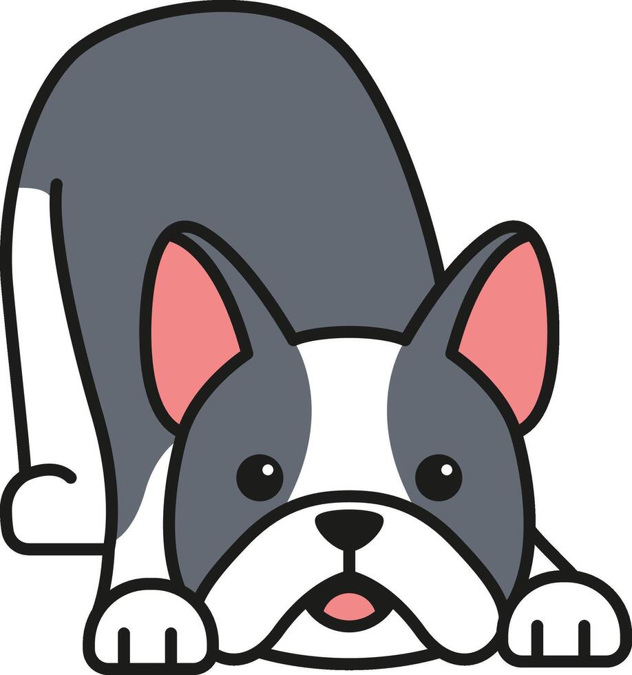 Französisch Bulldogge eben Farbe Symbol. süß Haustier Tier, Vektor Illustration