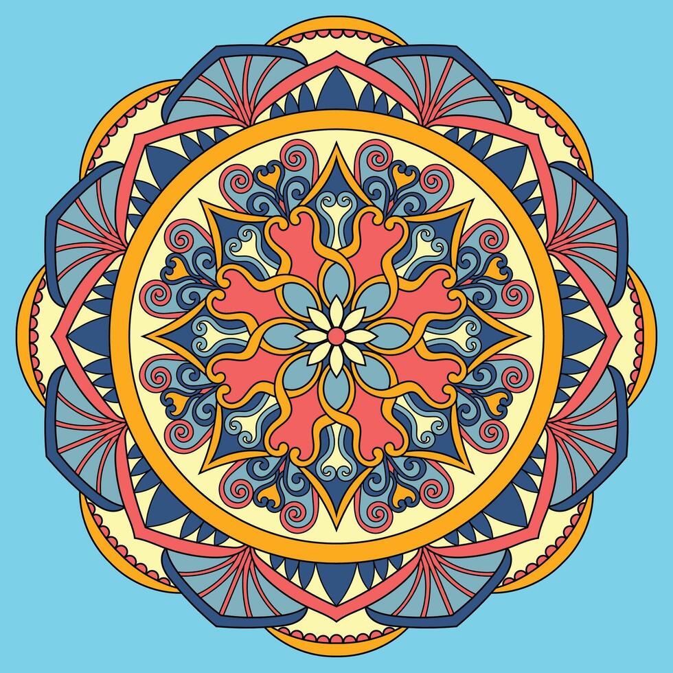 Hand gezeichnet Blumen- Mandala bunt Vektor Illustration