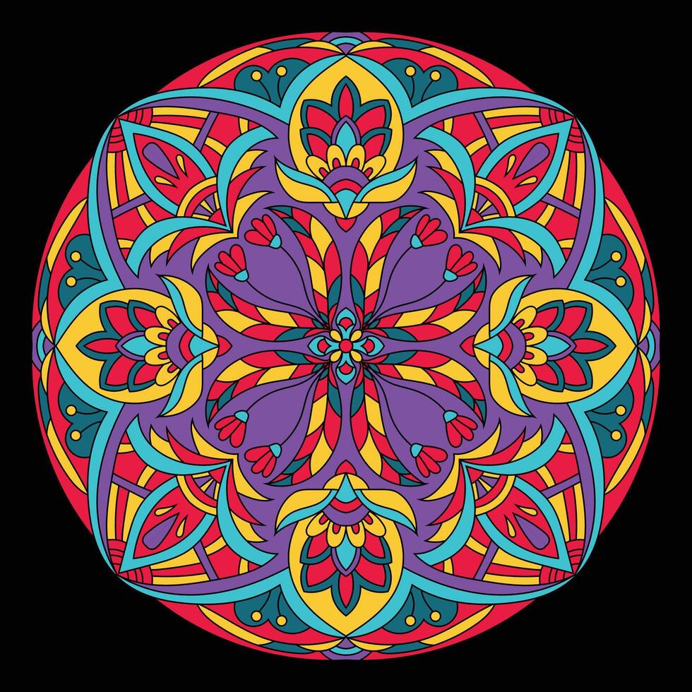 blomma mandala design, vektor illustration på svart bakgrund