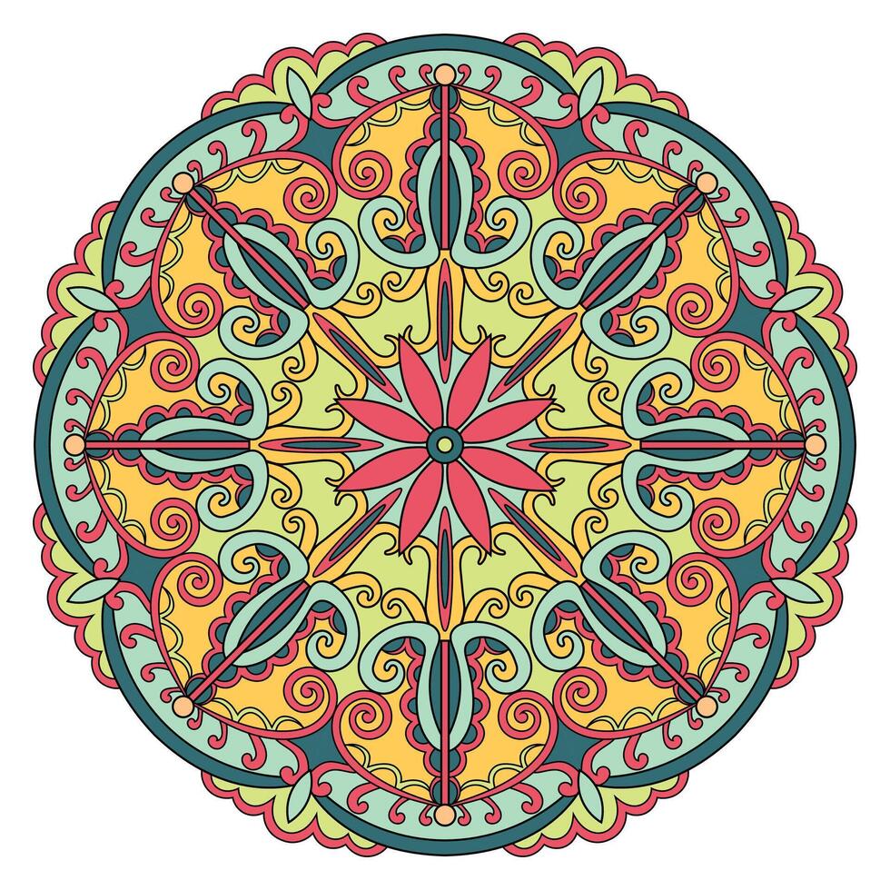 Hand gezeichnet Blumen- Mandala bunt Vektor Illustration
