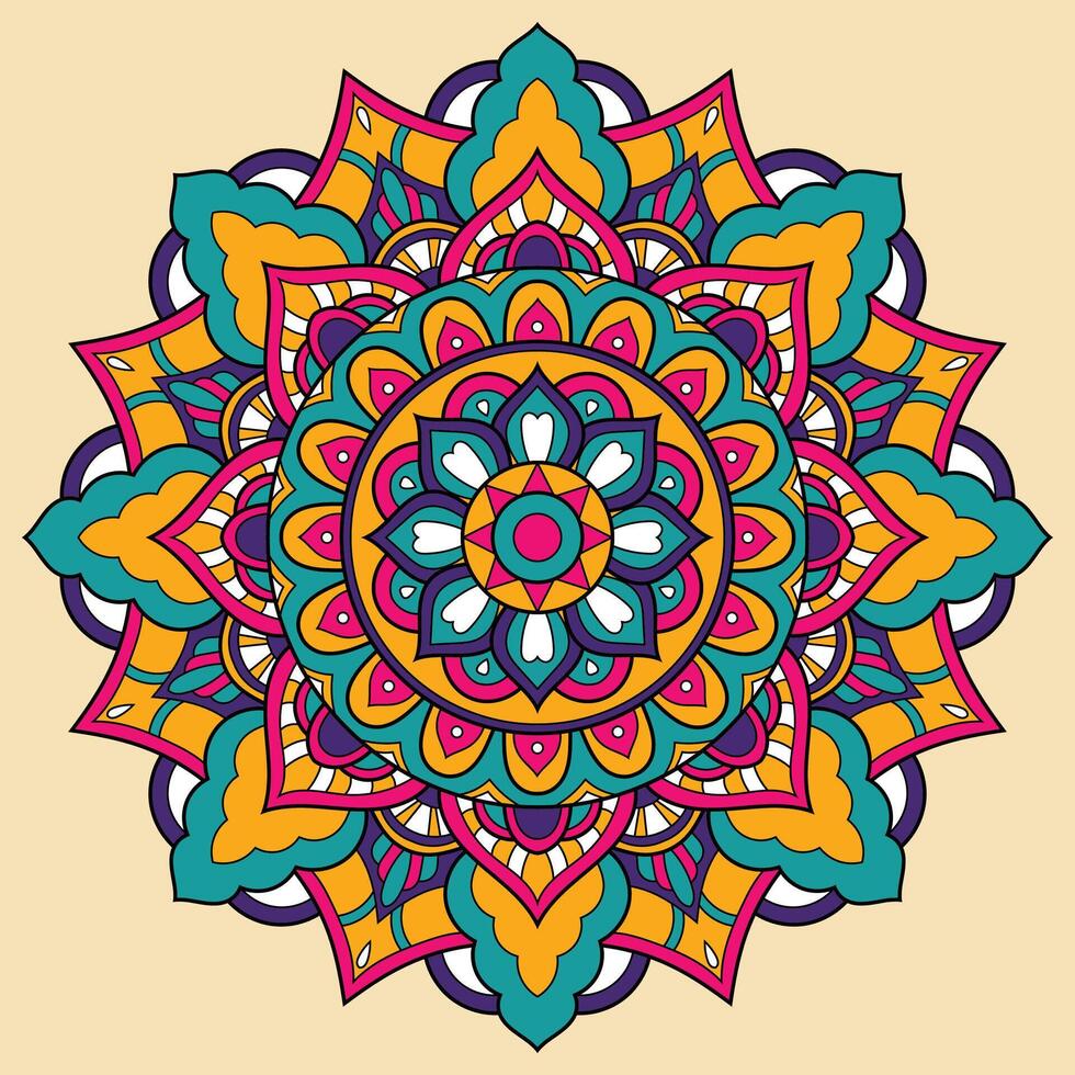 hand dragen blomma mandala färgrik vektor illustration