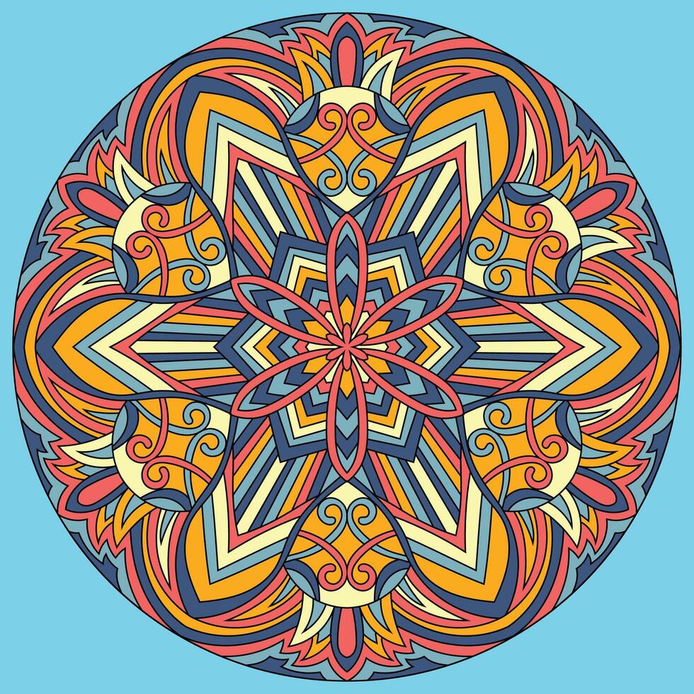 Blume Mandala Design, Vektor Illustration auf Blau Hintergrund