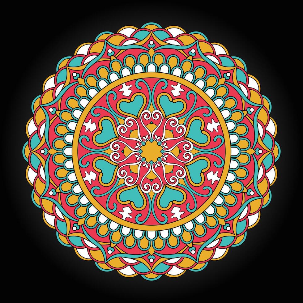 bunt Blumen- Mandala Hintergrund. Vektor Hand gezeichnet Gekritzel Kunst. dekorativ Blume. Färbung Buch Buchseite. Profi Vektor