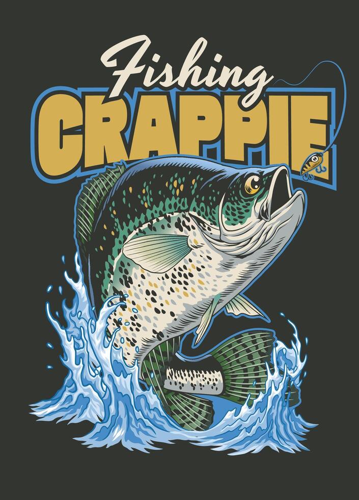 Angeln Crappie Fisch Jahrgang Hemd Design Illustration vektor