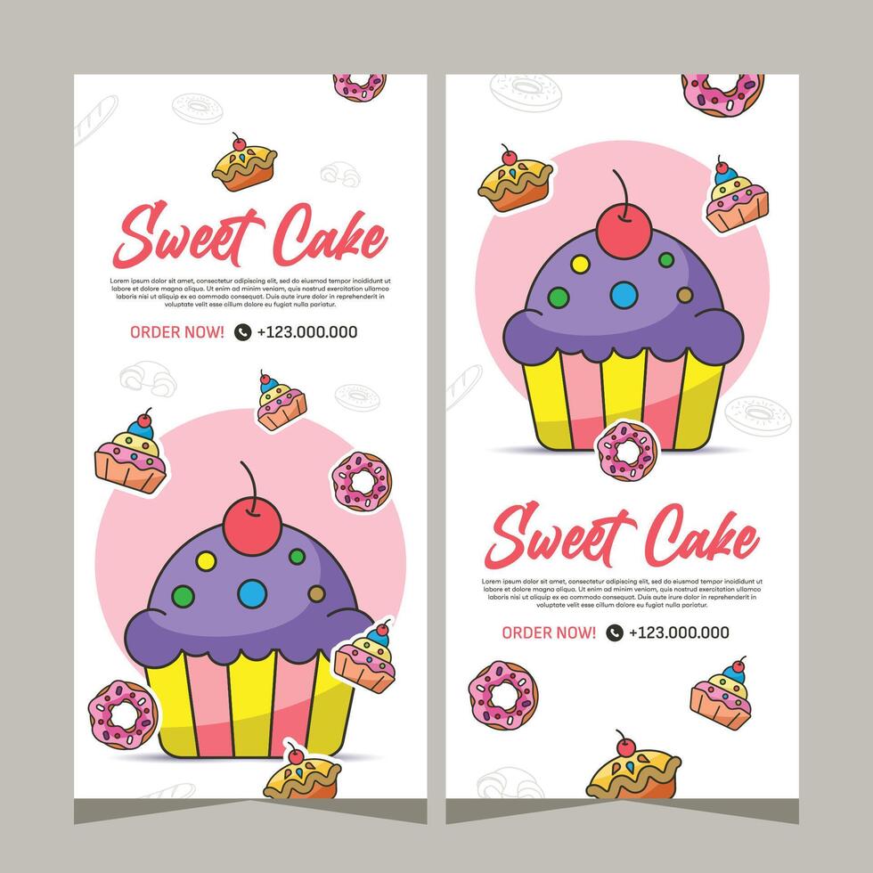 Vertikale Vorlage Banner von Cupcakes im Vektor Design