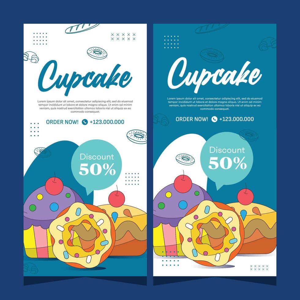 Vertikale Vorlage Banner von Cupcakes im Vektor Design