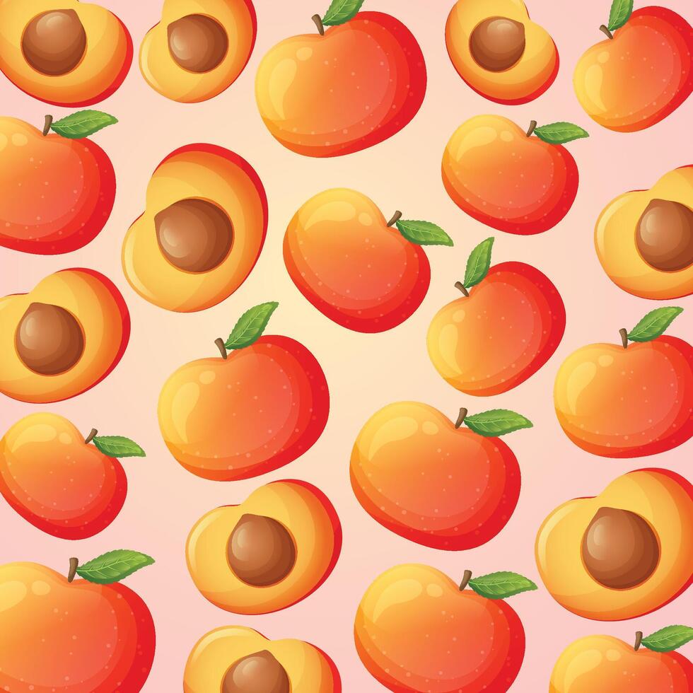 persika frukt mönster bakgrund design vektor