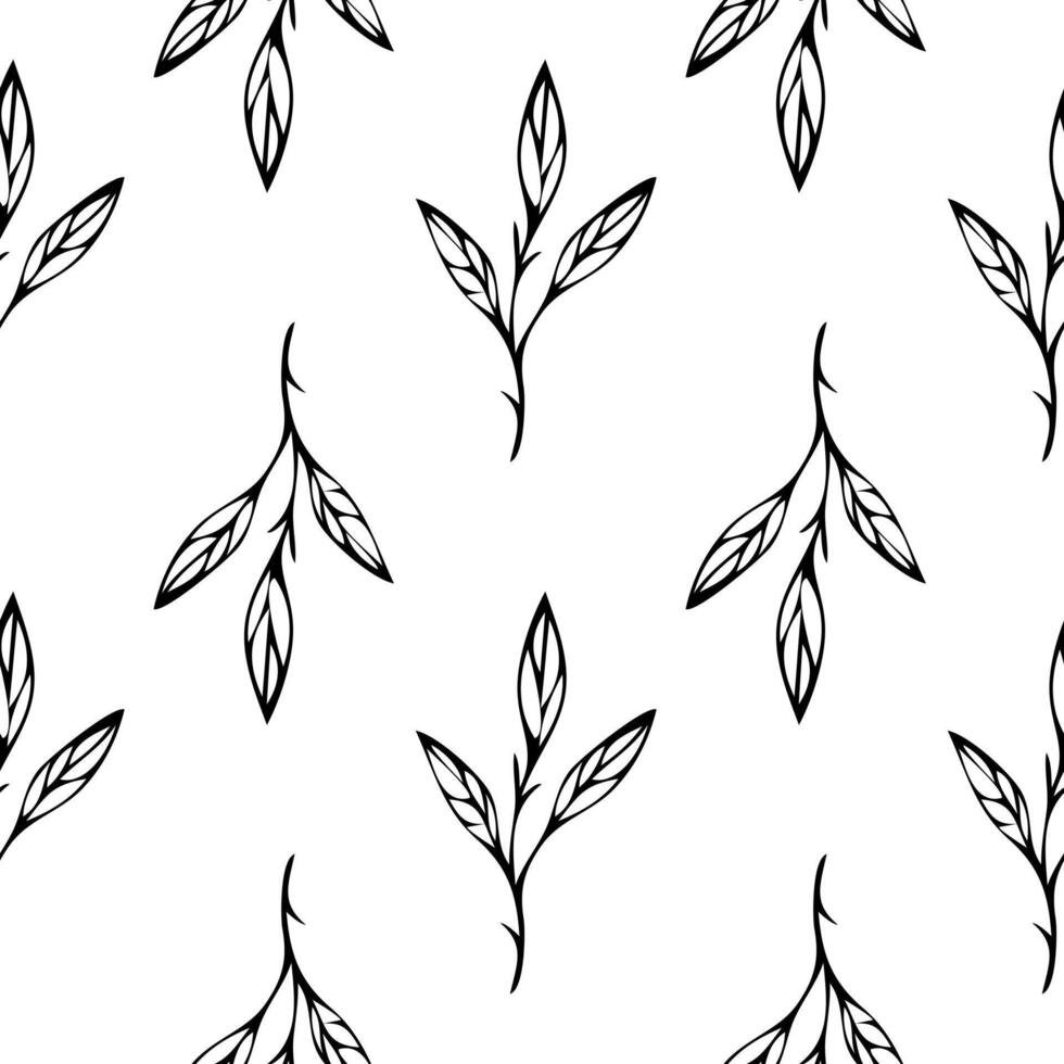 sömlös blommig mönster. ändlös botanisk bakgrund. vår blommor, vildblommor, upprepa skriva ut. svart och vit naturlig textur för tyg, textil- design. platt grafisk vektor illustration