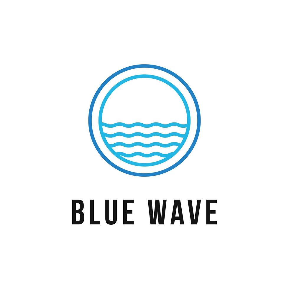 Blau Welle Wasser Ozean Meer Logo Design Etikette Kreis vektor