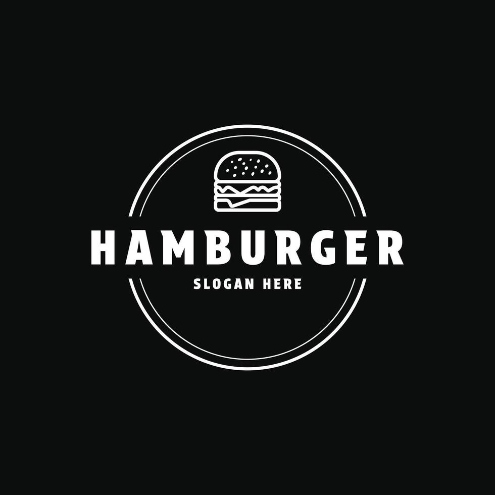 hamburgare logotyp design årgång retro stil vektor