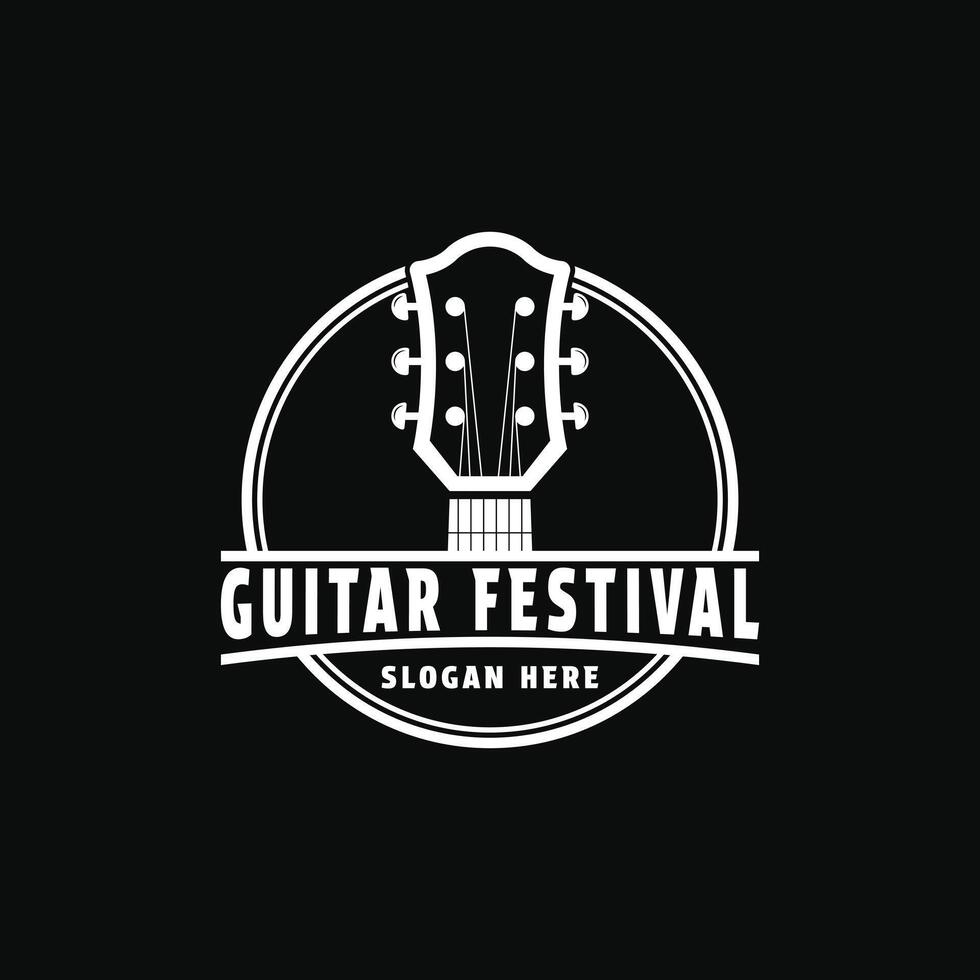 gitarr festival logotyp design begrepp årgång retro stil vektor