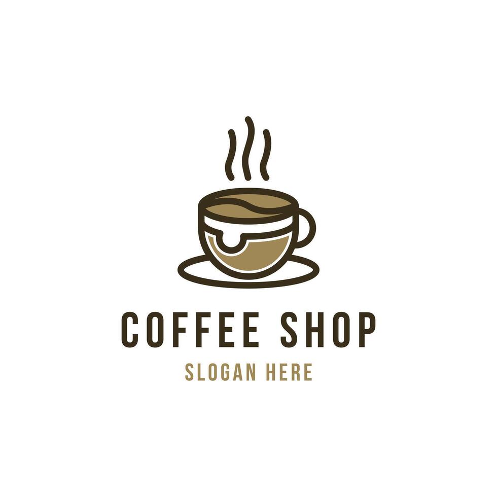 kaffe affär logotyp design begrepp aning vektor