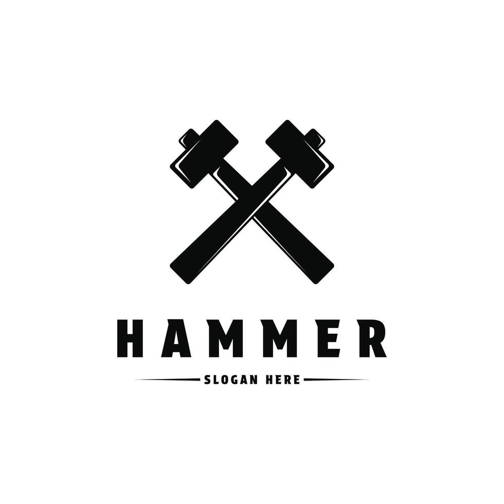 Hammer gekreuzt Logo Design Konzept Idee vektor