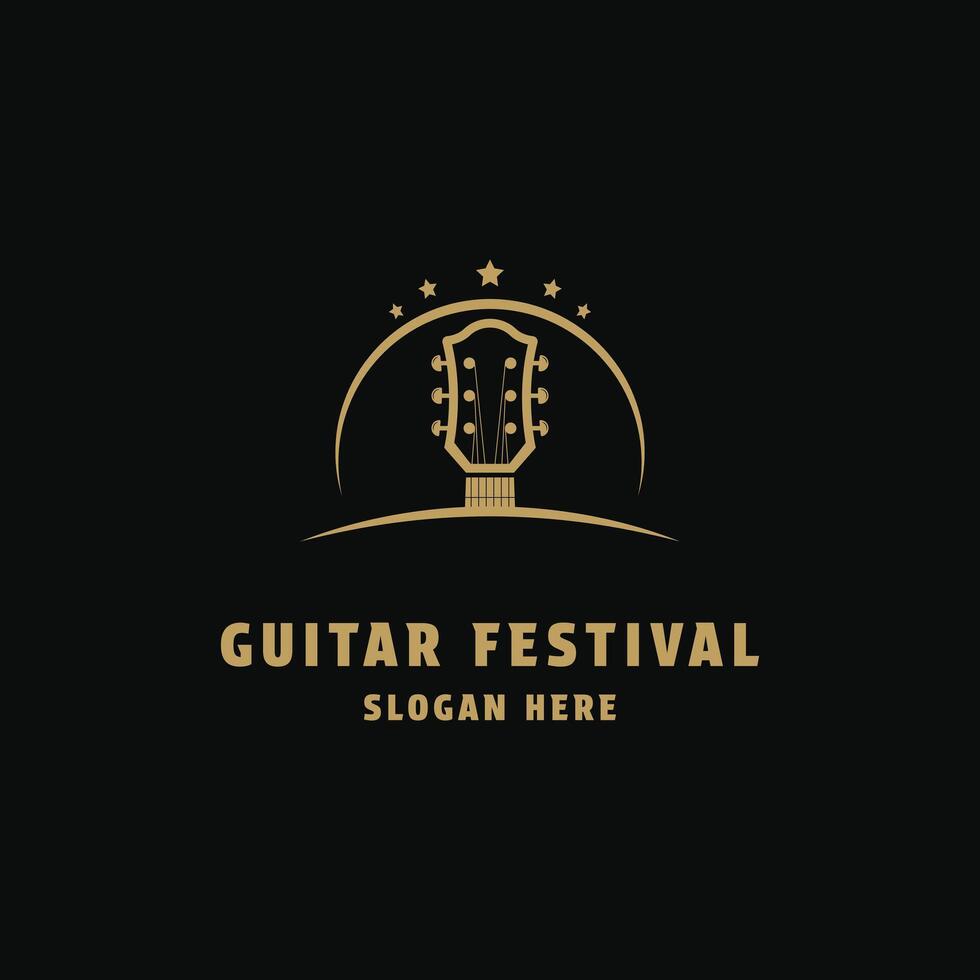 gitarr festival logotyp design begrepp aning vektor