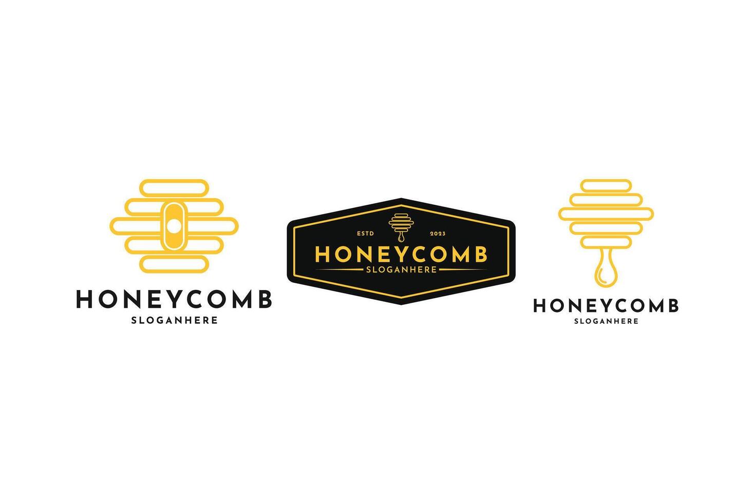 Bienenwabe Logo Design Vektor Idee, Honig Logo Design einstellen Sammlung