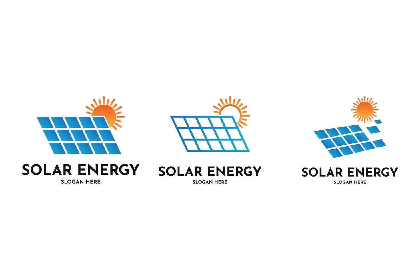 sol- panel logotyp design kreativ aning uppsättning samling vektor