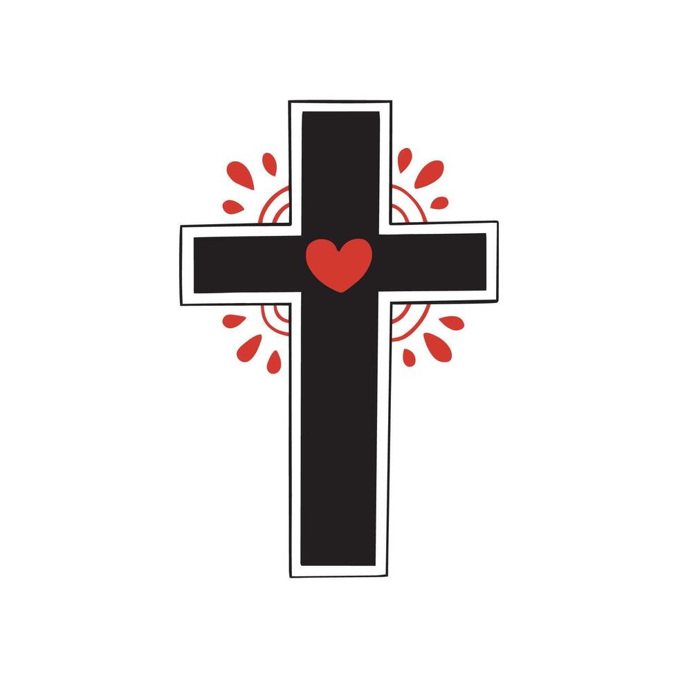 Christian Kreuz mit Herz, dekorativ Vektor Illustration