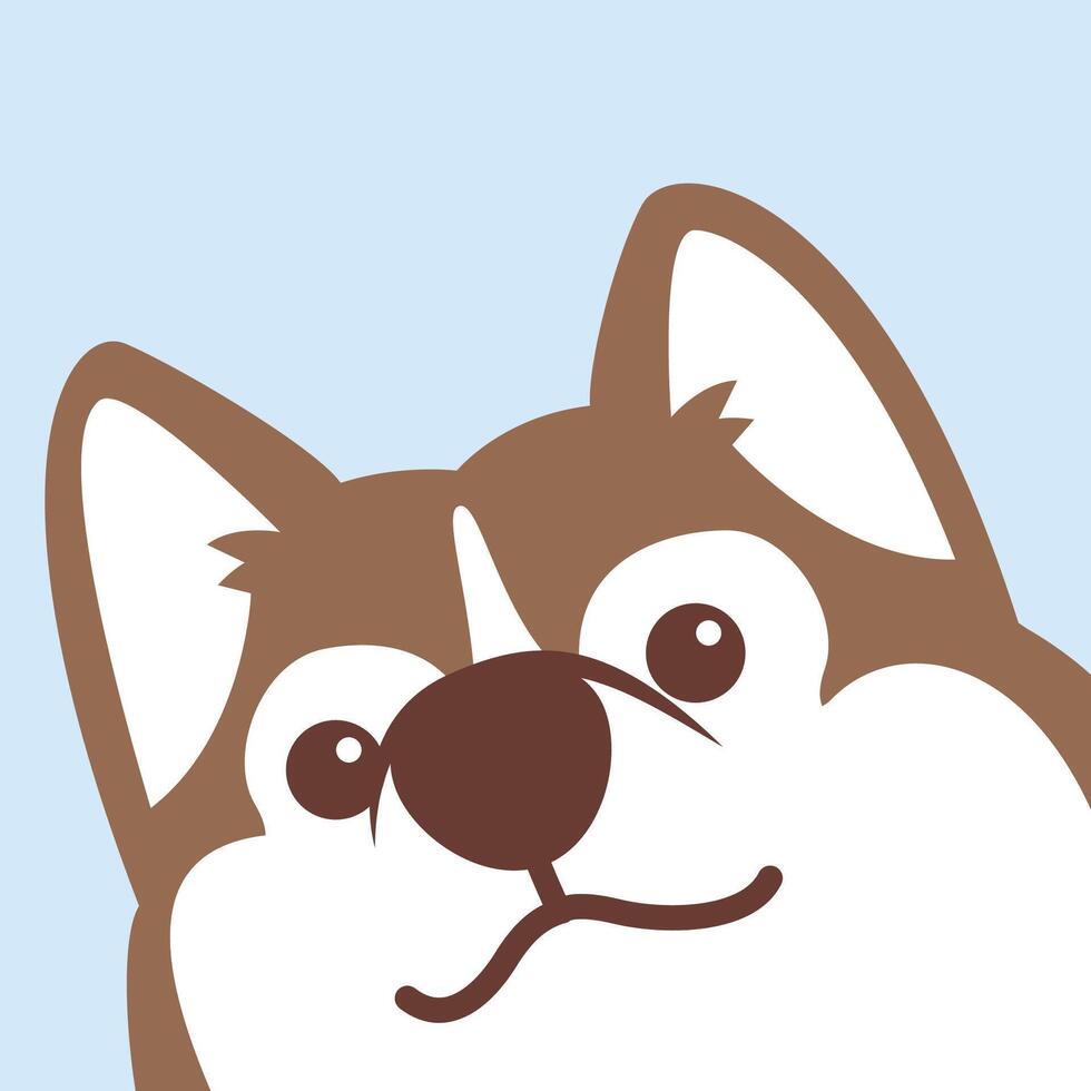 süß braun sibirisch heiser Hund Gesicht, Vektor Illustration