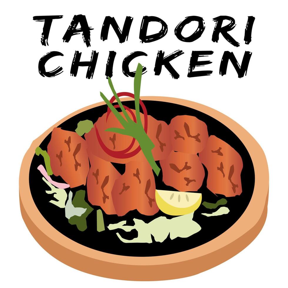 tandor Hähnchen indisch Essen Karikatur Illustration vektor