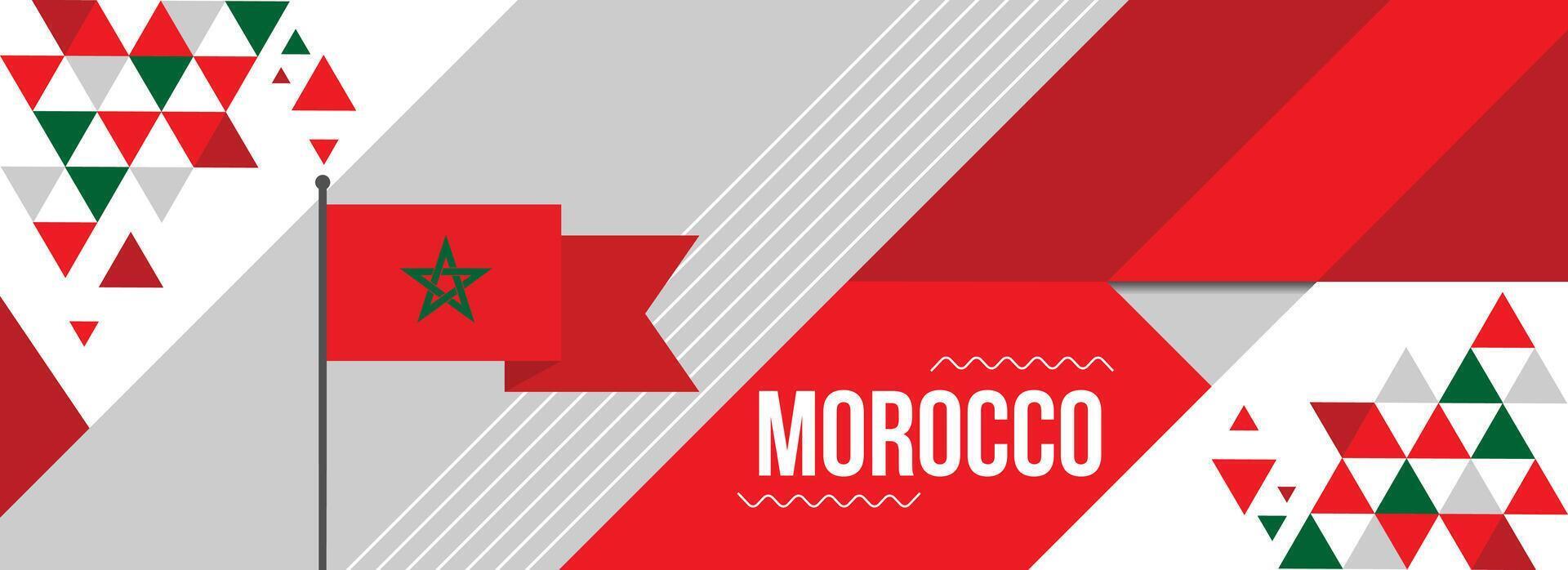 marocko nationell eller oberoende dag baner design för Land firande. flagga av marocko modern retro design abstrakt geometrisk ikoner. vektor illustration