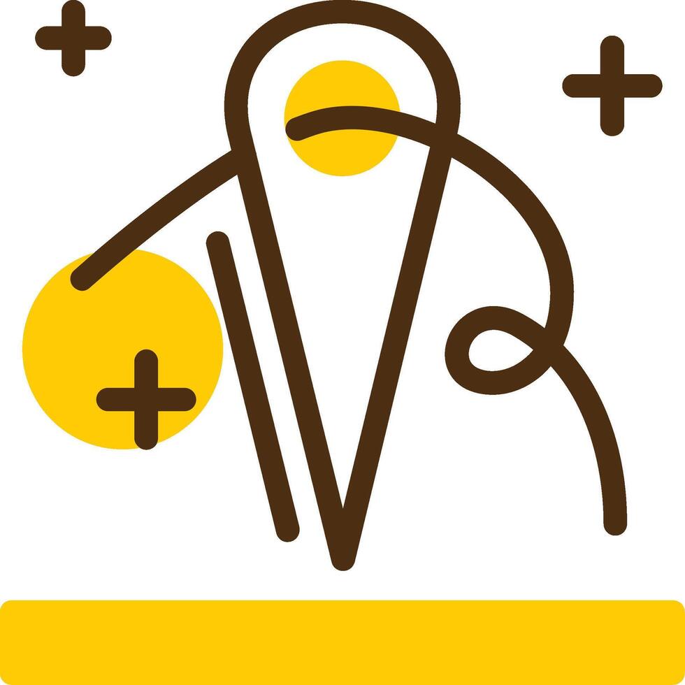 Nadel und Faden Gelb lieanr Kreis Symbol vektor