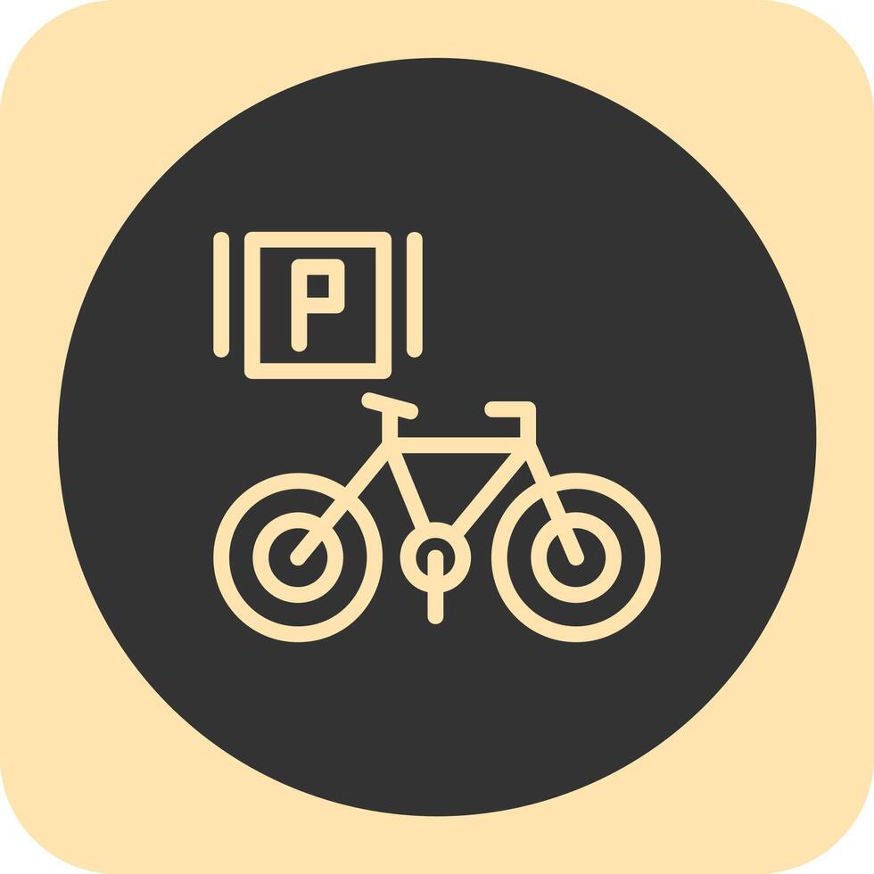 cykel parkering linjär runda ikon vektor