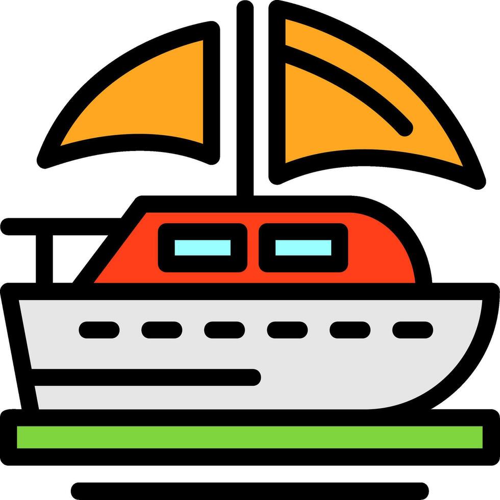 segelbåt linje fylld ikon vektor