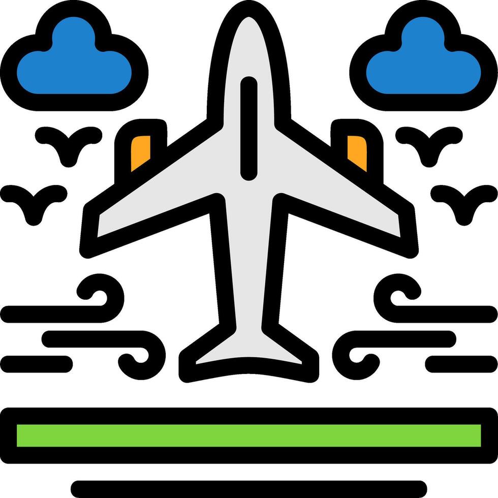 flygplan linje fylld ikon vektor