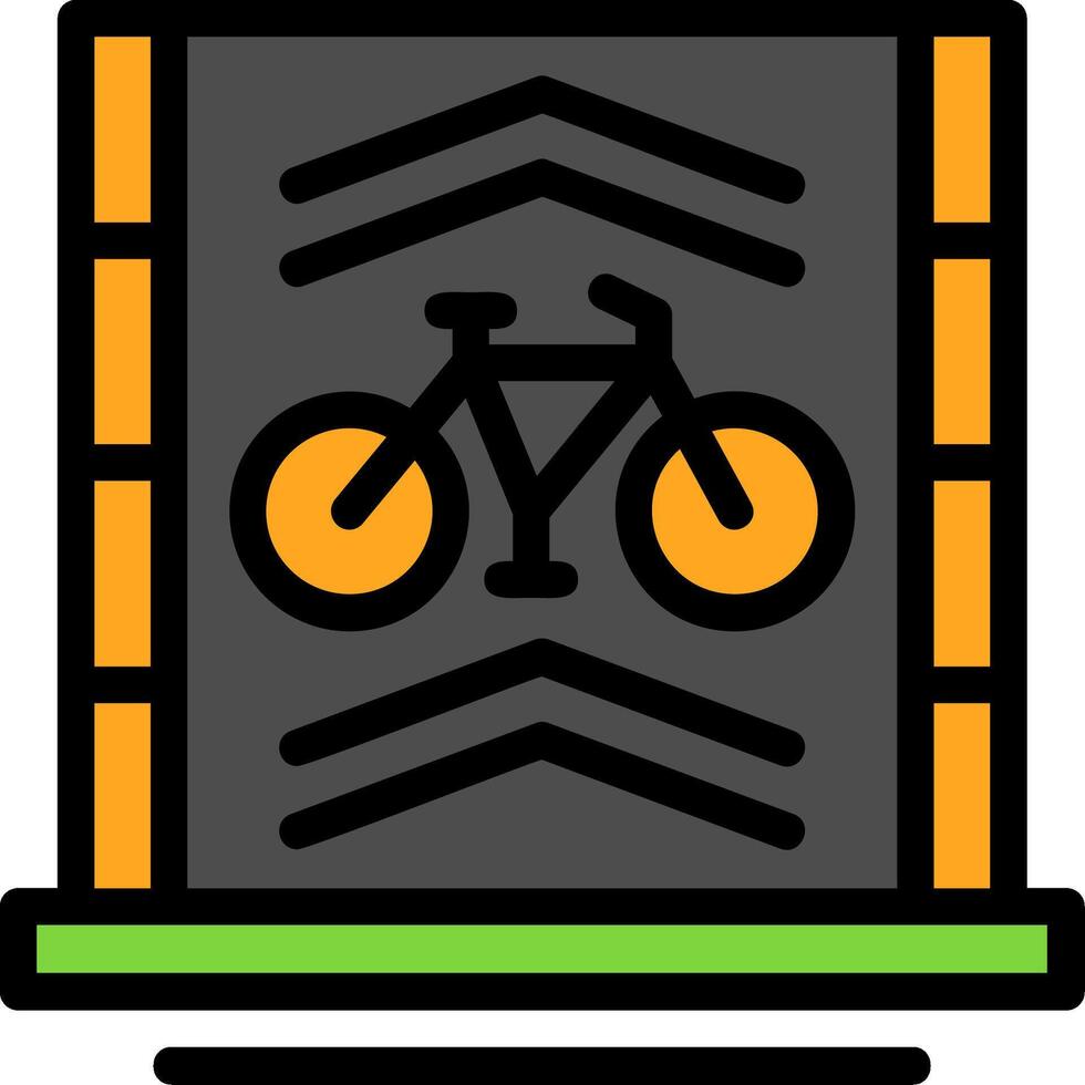 cykel körfält linje fylld ikon vektor