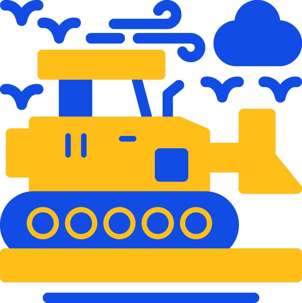 bulldozer platt två Färg ikon vektor