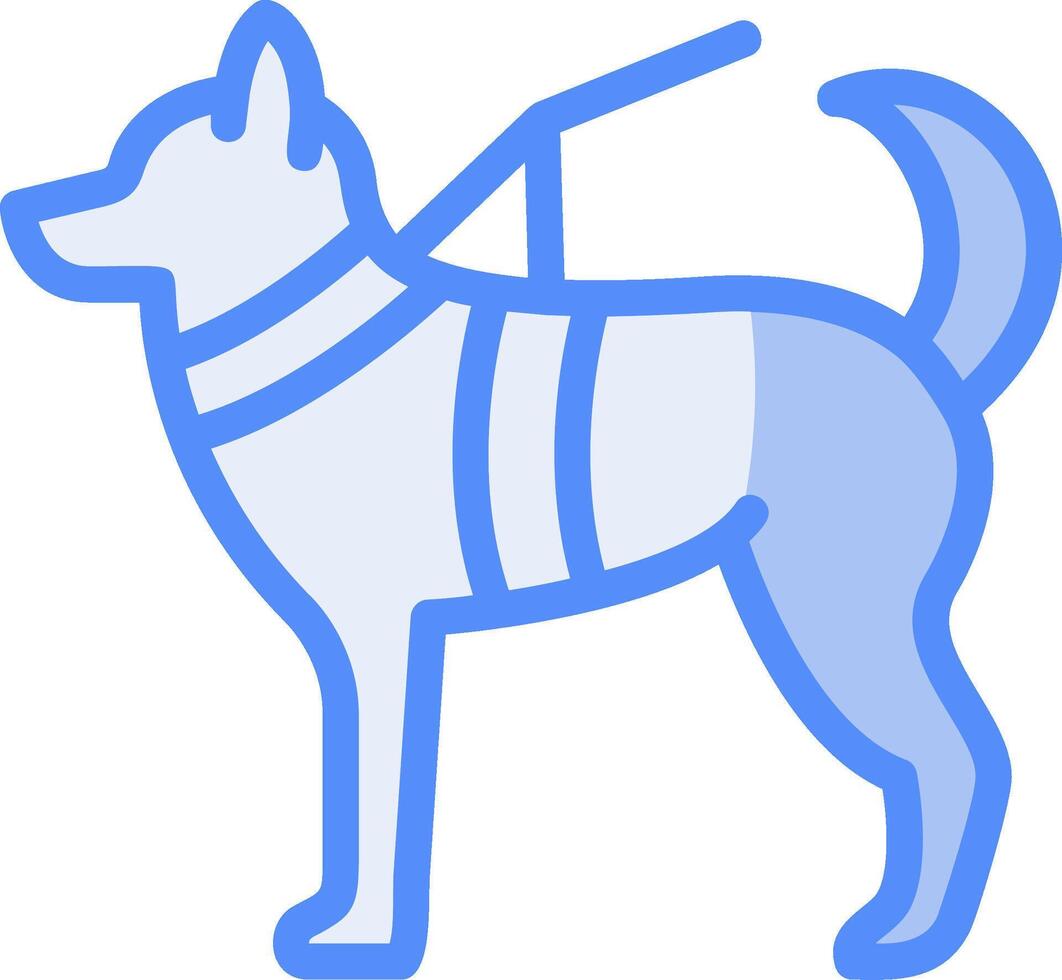 militär hund linje fylld blå ikon vektor