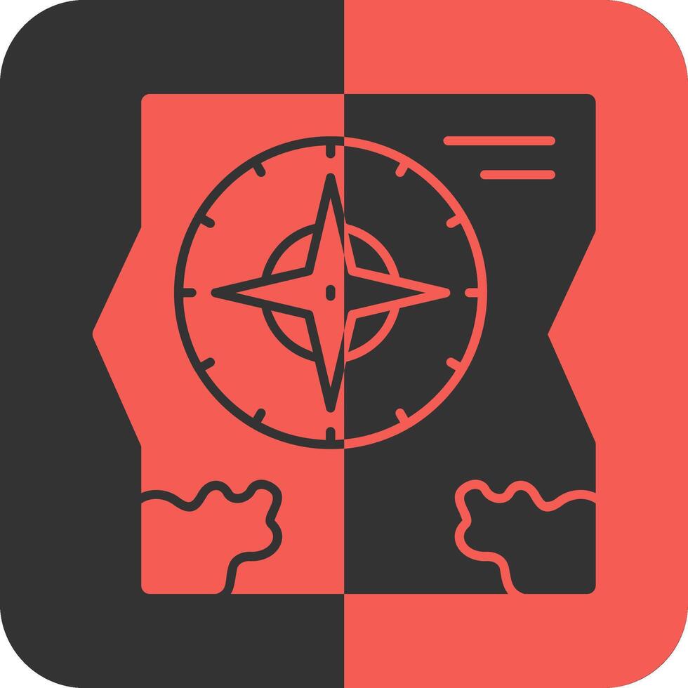 Karta och kompass röd omvänd ikon vektor