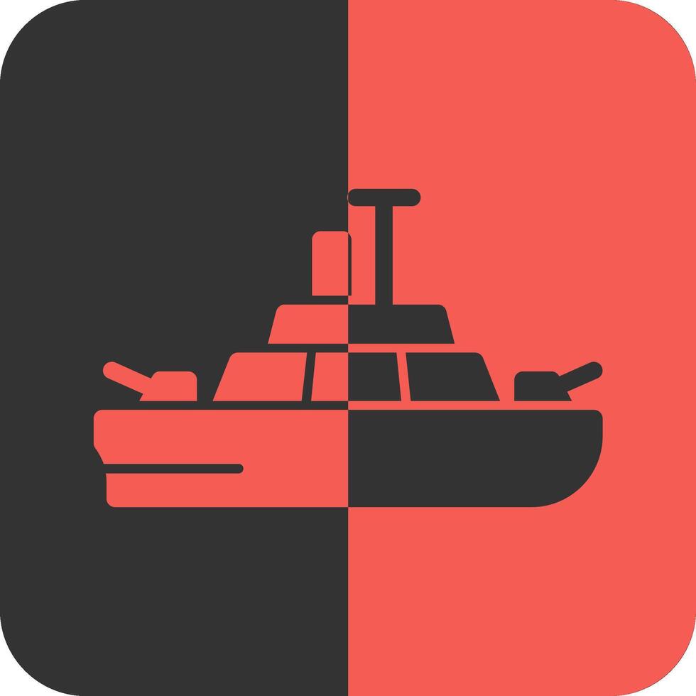 Kriegsschiff rot invers Symbol vektor
