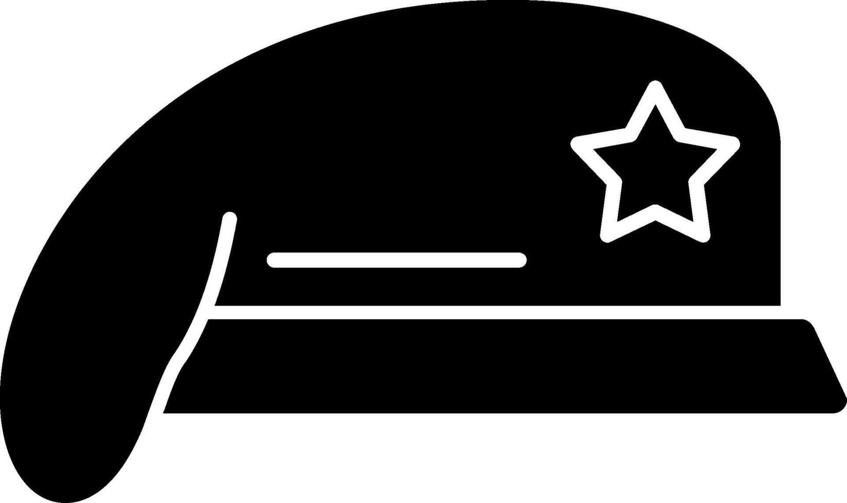 Militär- Baskenmütze Glyphe Symbol vektor