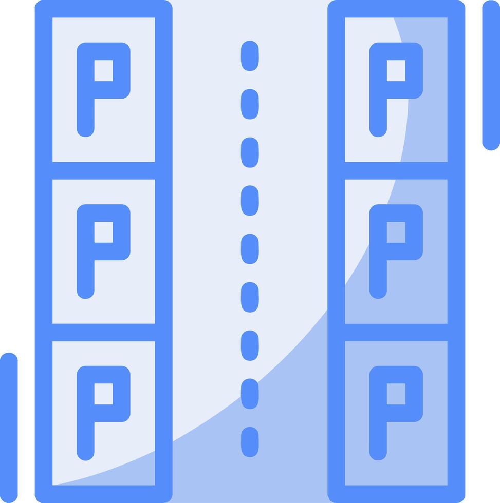 parallell parkering linje fylld blå ikon vektor