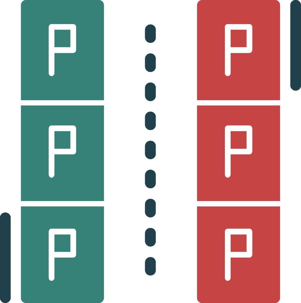 parallell parkering glyf två Färg ikon vektor
