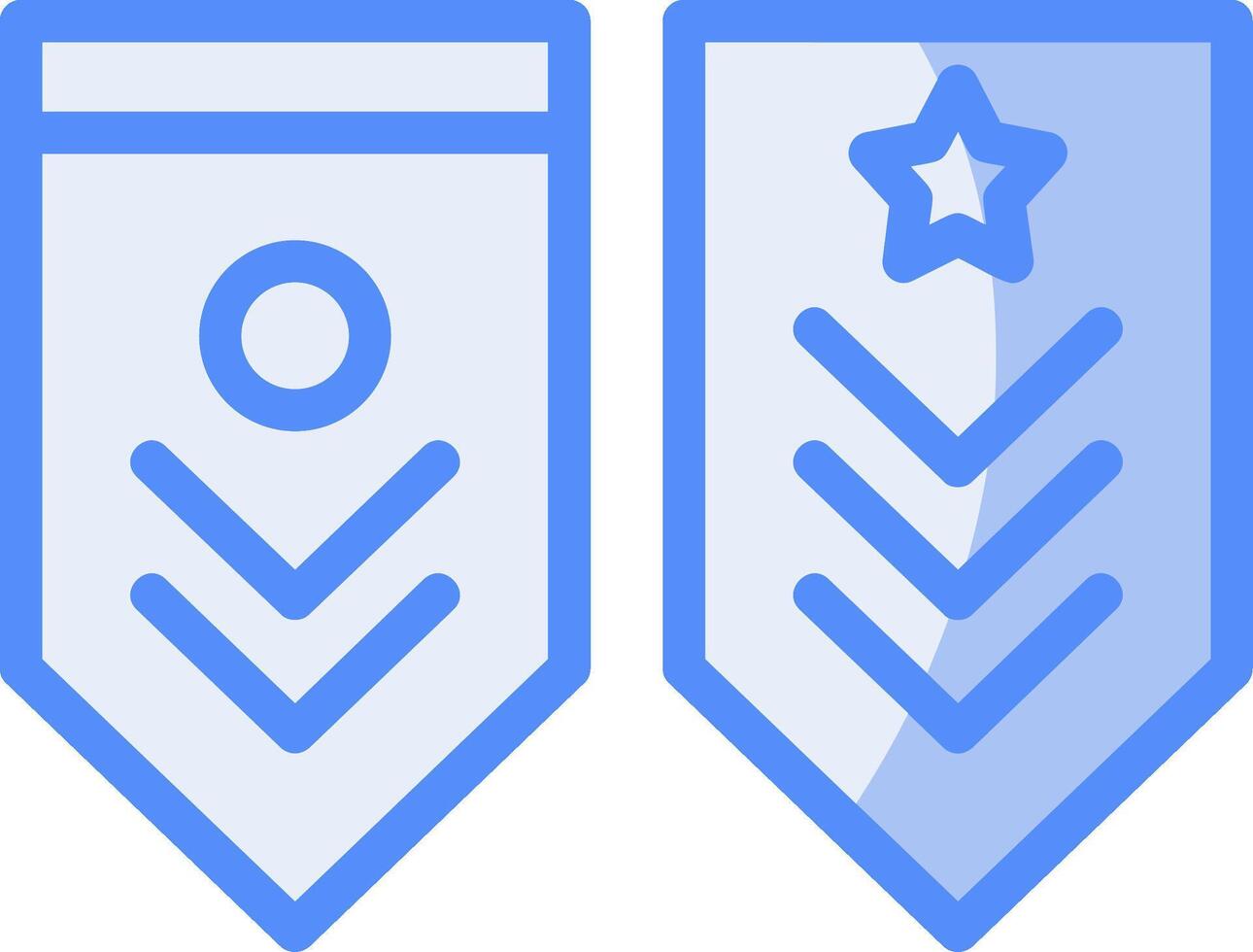 militär rang Ränder linje fylld blå ikon vektor
