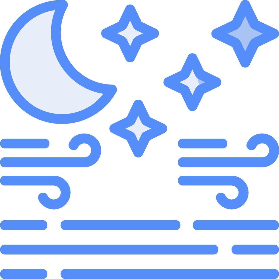 klar Nacht Linie gefüllt Blau Symbol vektor