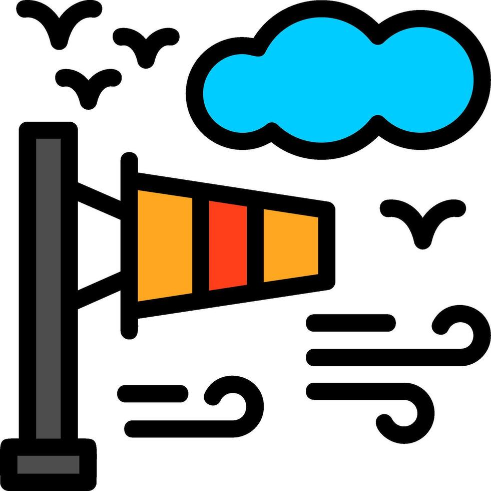 vindstrut linje fylld ikon vektor