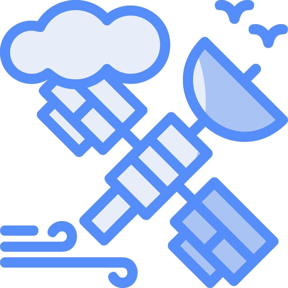 satellit linje fylld blå ikon vektor