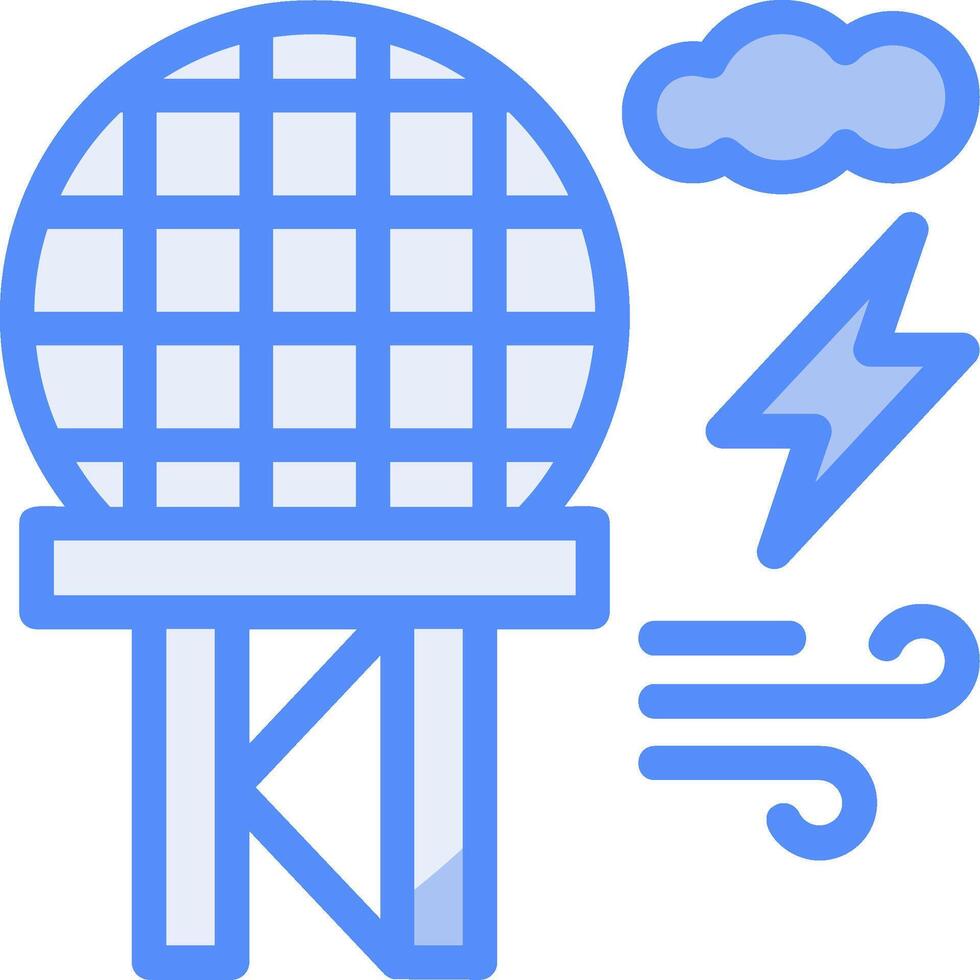 doppler radar linje fylld blå ikon vektor