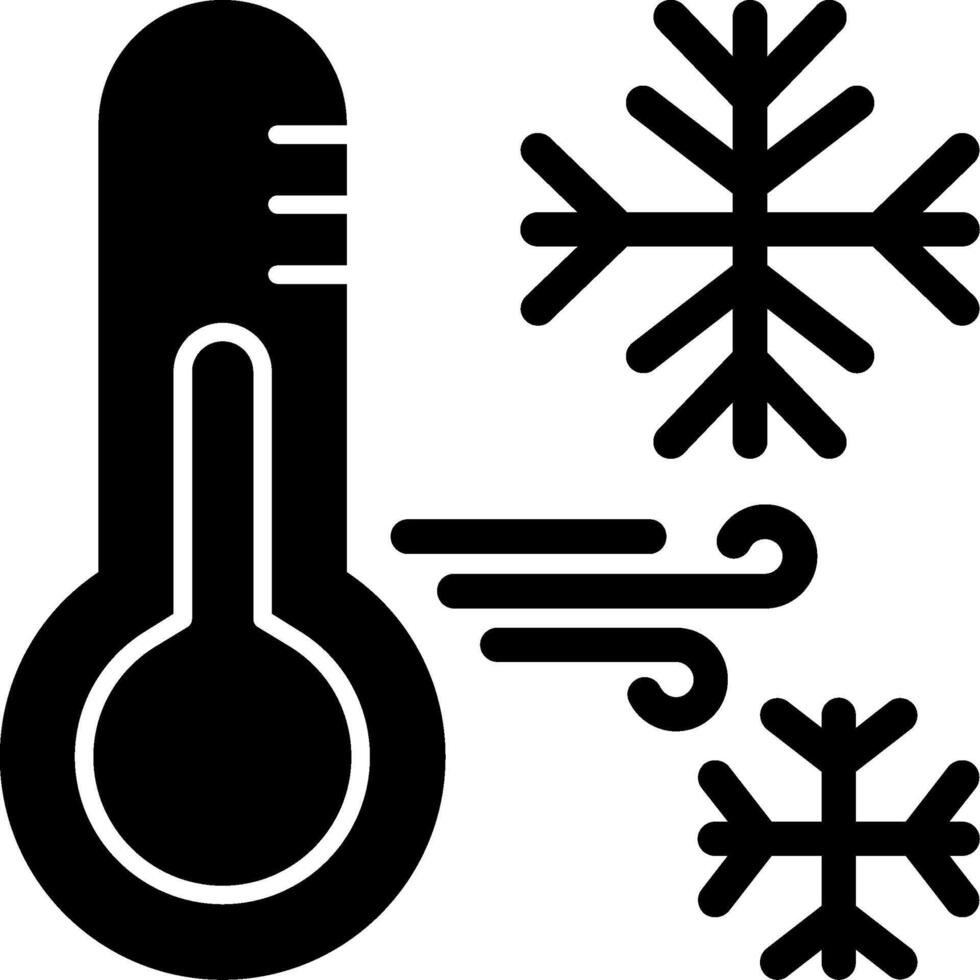 snöflinga med termometer glyf ikon vektor