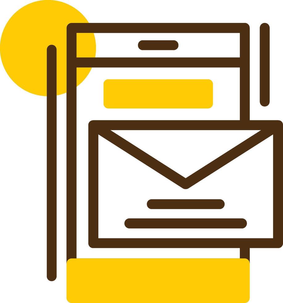 e-post gul lieanr cirkel ikon vektor