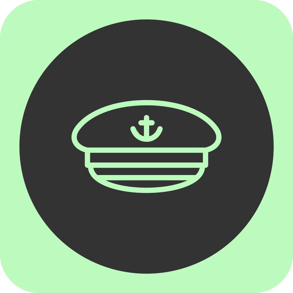 kapten-s hatt linjär runda ikon vektor