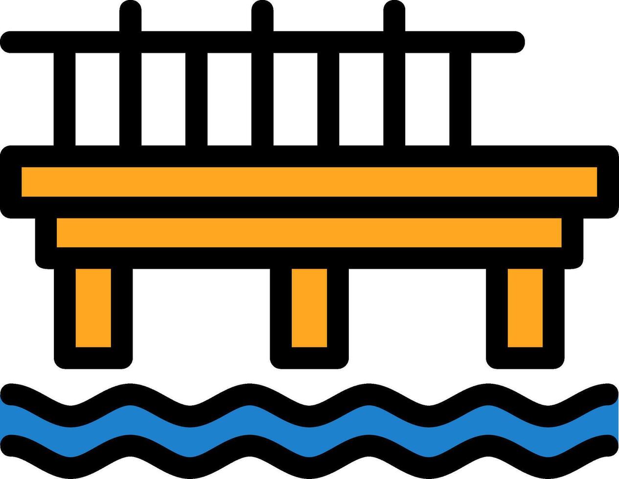 Seebrücke Linie gefüllt Symbol vektor