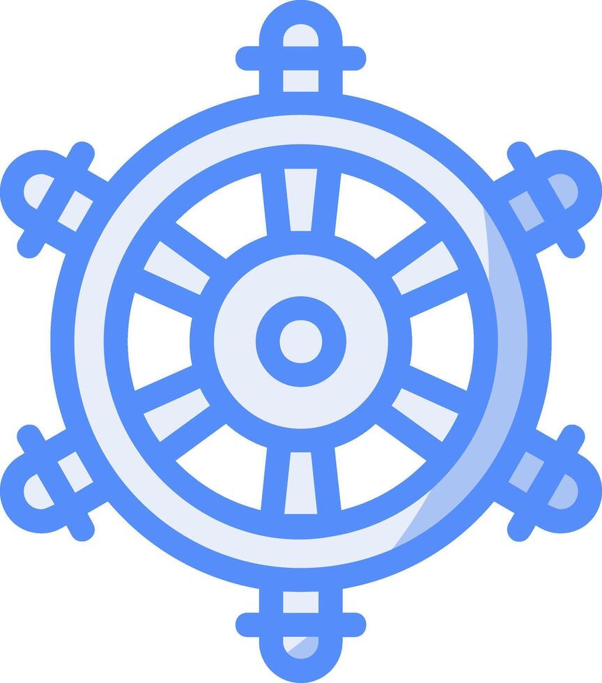 nautisch Lenkung Rad Linie gefüllt Blau Symbol vektor