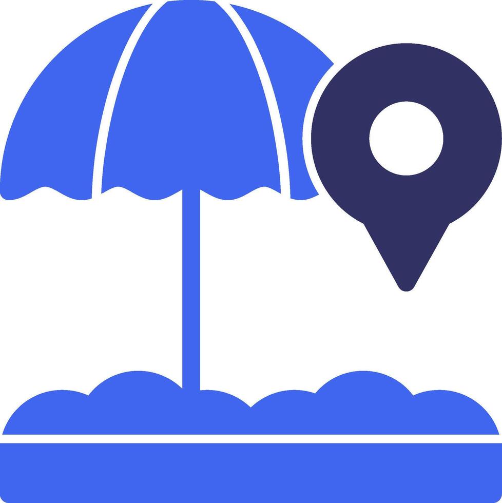 strand paraply fast två Färg ikon vektor
