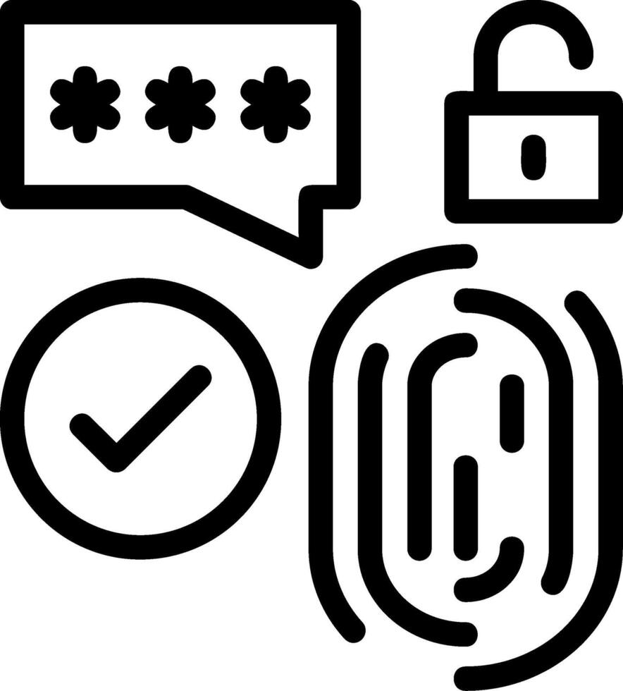 biometrisk säkerhet linje ikon vektor