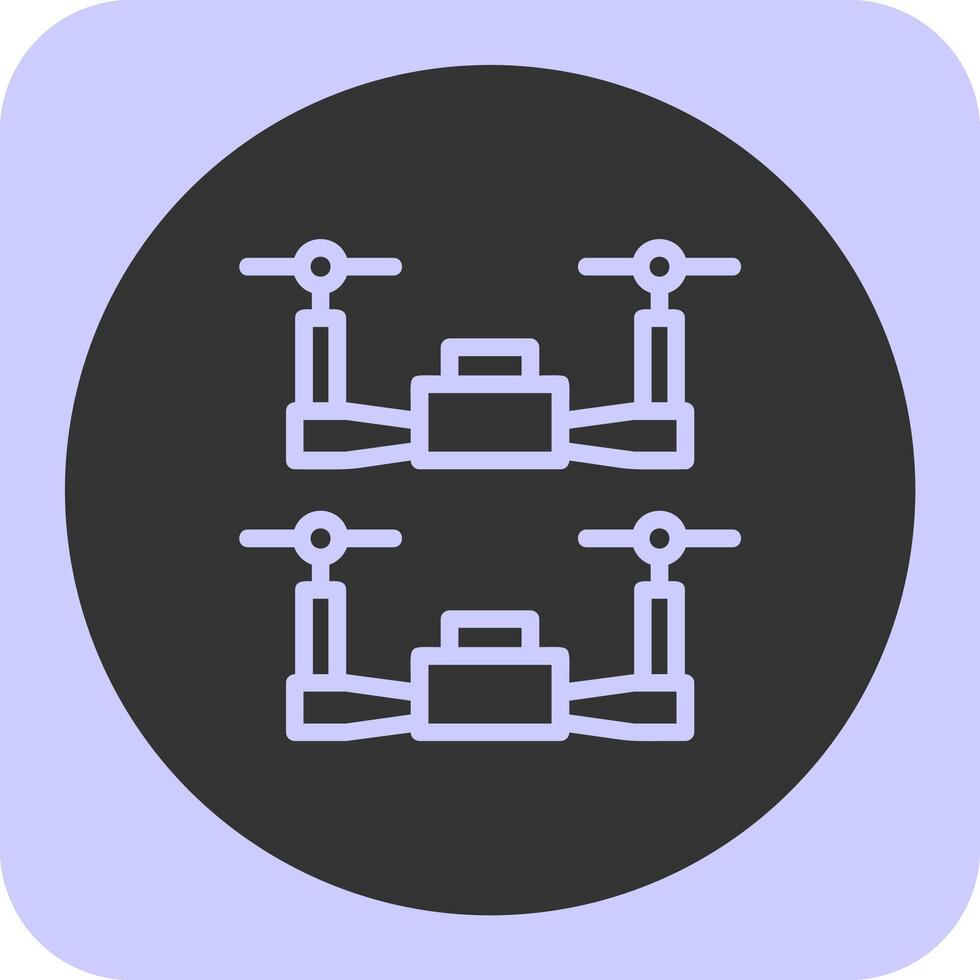 Schwarm Drohnen linear runden Symbol vektor